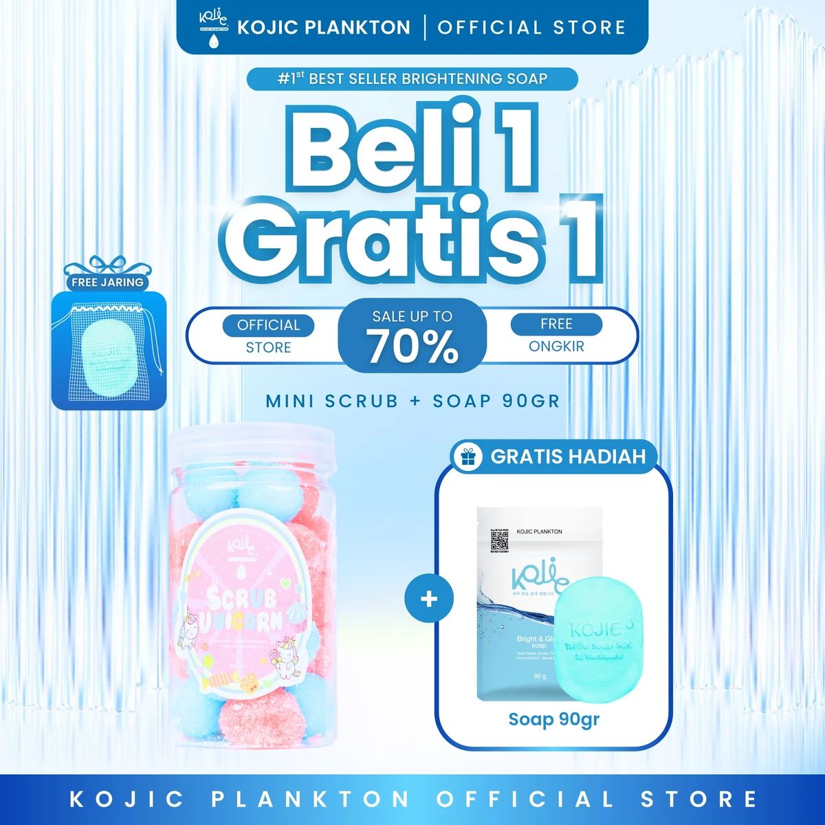 cara pakai l glutathione moist whitening lotion spf 70 Promo Kojic Plankton - [bodycare Combo Deal] Unicorn Scrub 300gr + Bright & Glow Soap 90gr Diskon 56% Di Seller Kojic Plankton cetyl-palmitate