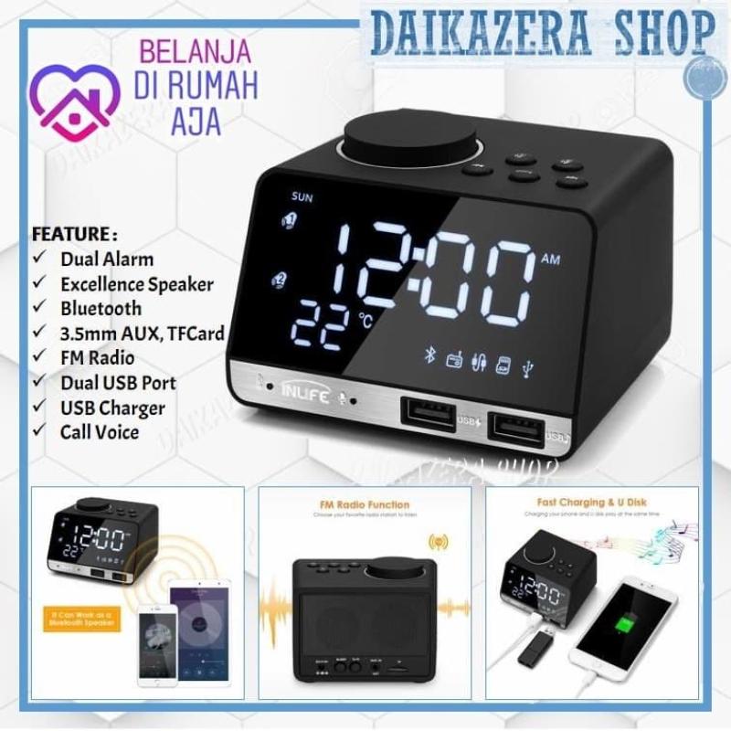 Jual Jam Meja Weker Digital Bluetooth Speaker Alarm Clock Radio