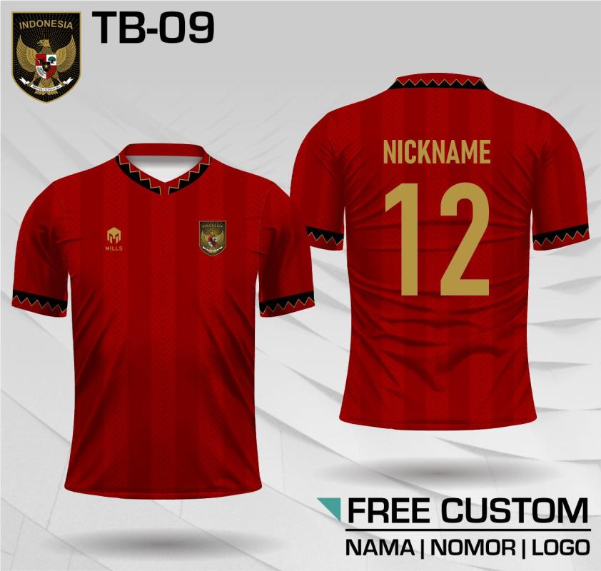 Jersey bola timnas indonesia terbaru baju kaos sepakbola Merah XS