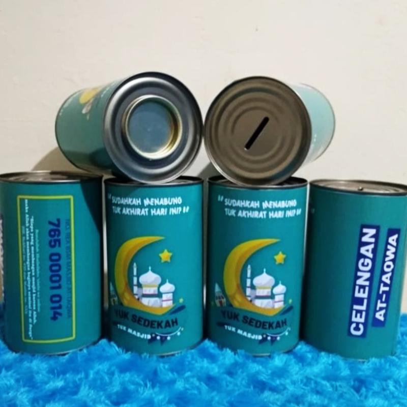 Jual Celengan Kaleng Costum Buka Tutup Standar / Celengan Infaq Sedekah