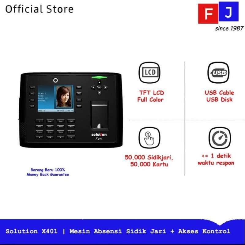 Jual Solution X401 Mesin Absensi Sidik Jari + Akses Kontrol Pintu Garansi Di Seller Smfj