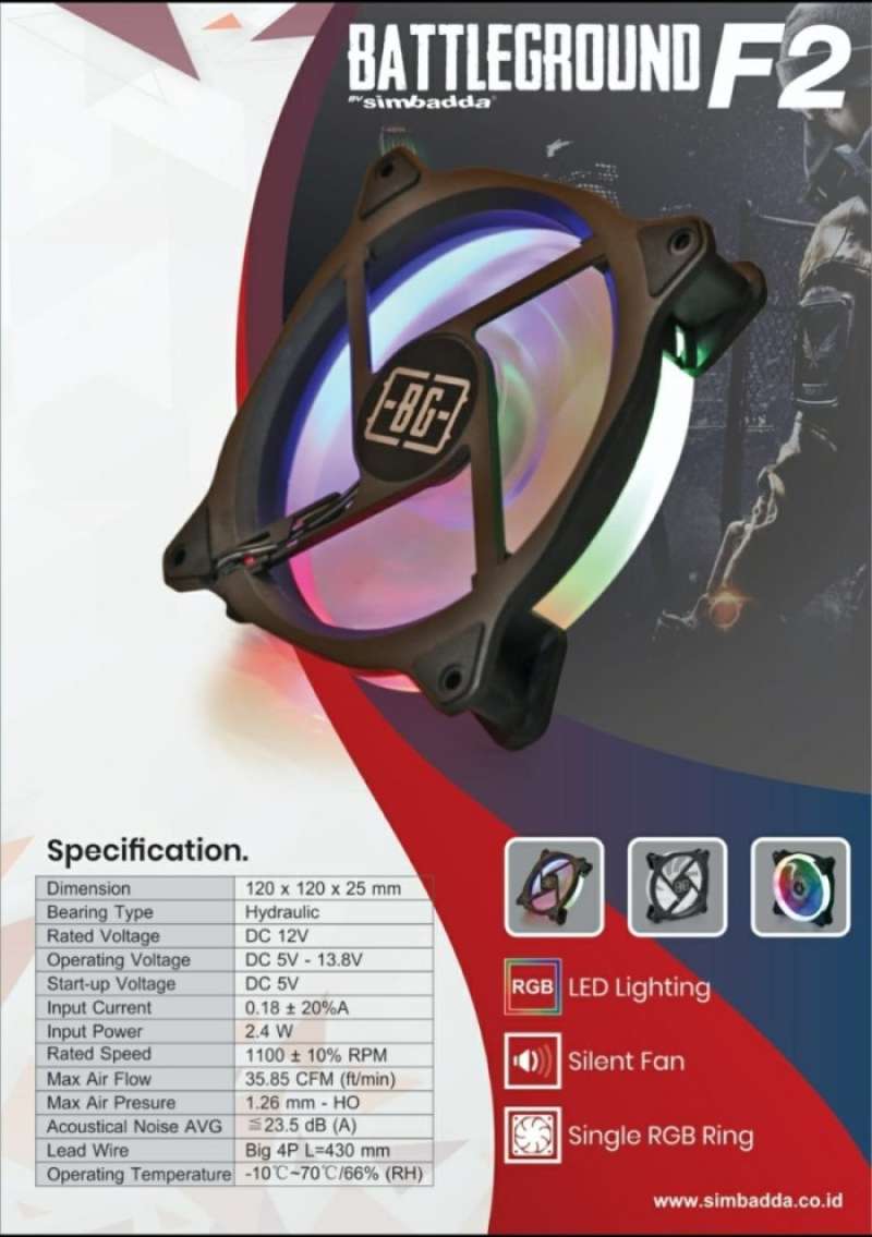Promo Paket Fan Casing Simbadda Battleground F2 Rgb Led 12cm 3x Fan ...