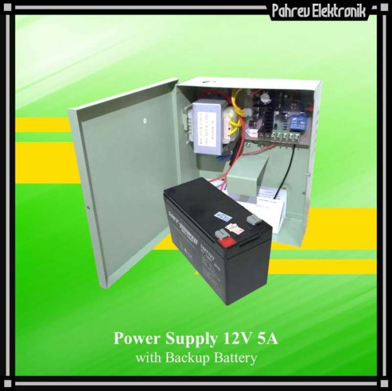 Promo Power Supply 12V 5A Access Control + Battery 12V 7Ah Diskon 23