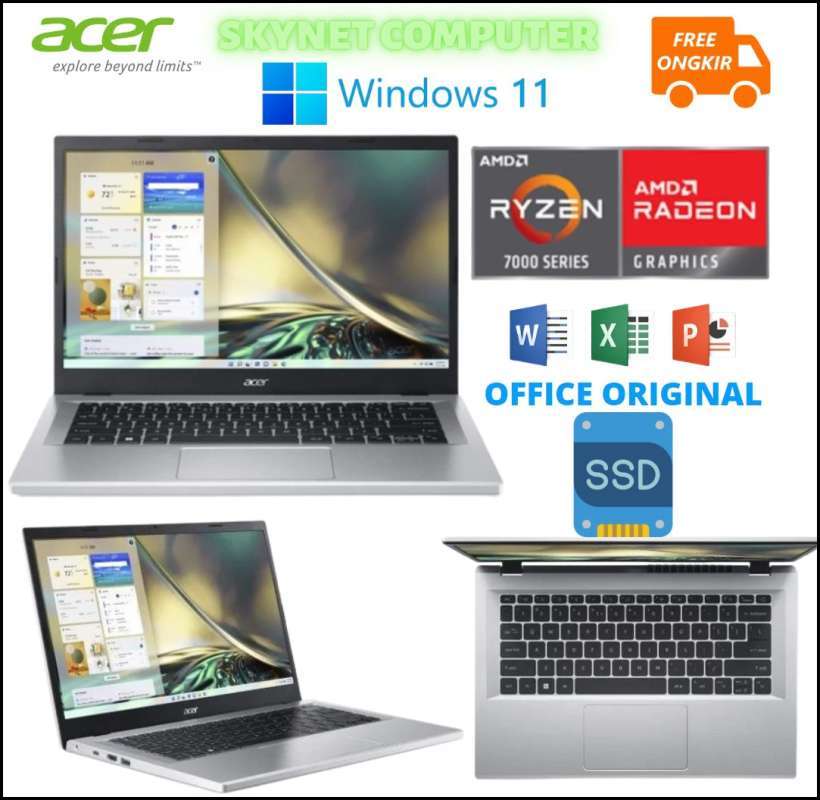 Promo acer aspire 3 slim a314 22 amd ryzen 3 7320u ram8gb ssd512gb