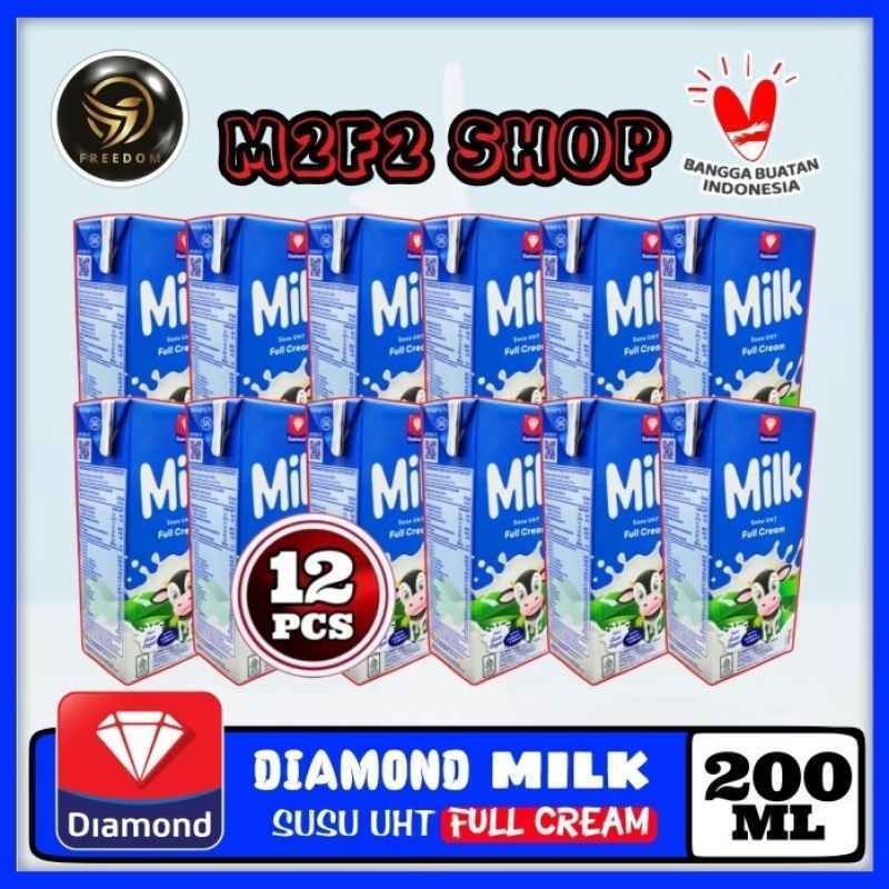 Promo DIAMOND MIlk Susu Kotak UHT Full Cream Milk Plain 200 ml