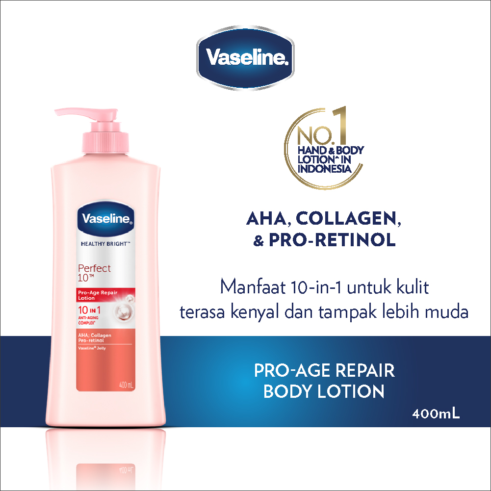 Promo Vaseline Healthy Bright Perfect10 with AHA & ProRetinol Body Lotion [400 mL] Diskon 6 di