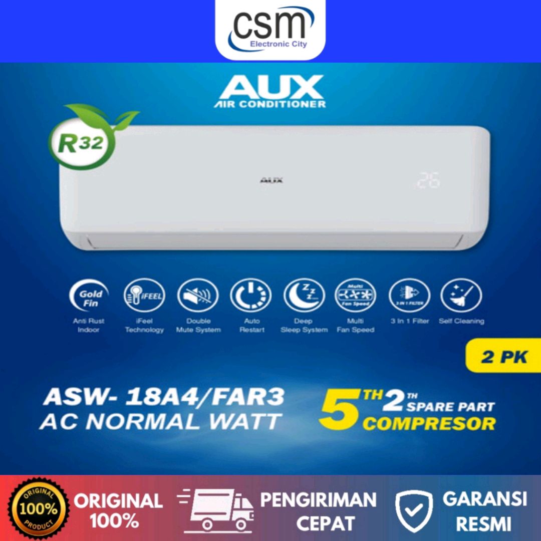 Promo AC AUX 2 PK Normal Watt ASW18FAR3 [2 PK] R32 [INDOOR+OUTDOOR