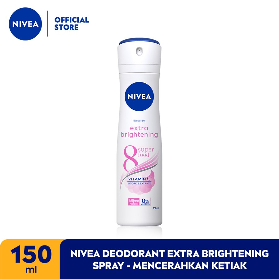 Promo Nivea Extra Brightening Deodorant Spray 150 mL Diskon 40% di