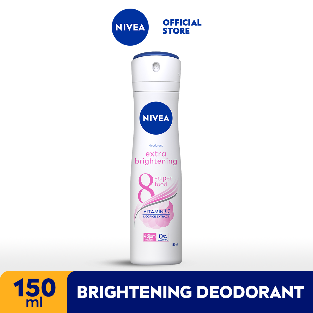 Promo NIVEA Extra Brightening Deodorant Spray [150 mL] Diskon 31 di