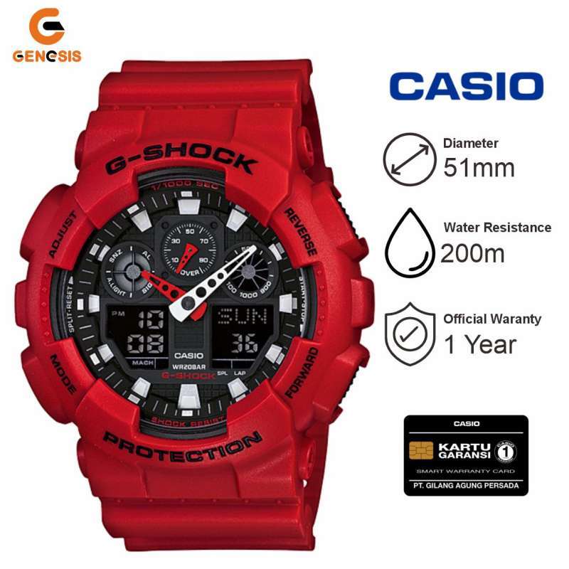 Promo Jam Tangan Pria Casio G shock Ga 100b 4a Analog Digital Dual Time Merah Diskon 51 Di Seller Toko Genesis Surabaya Official Store Toko Genesis Surabaya Kota Surabaya Blibli