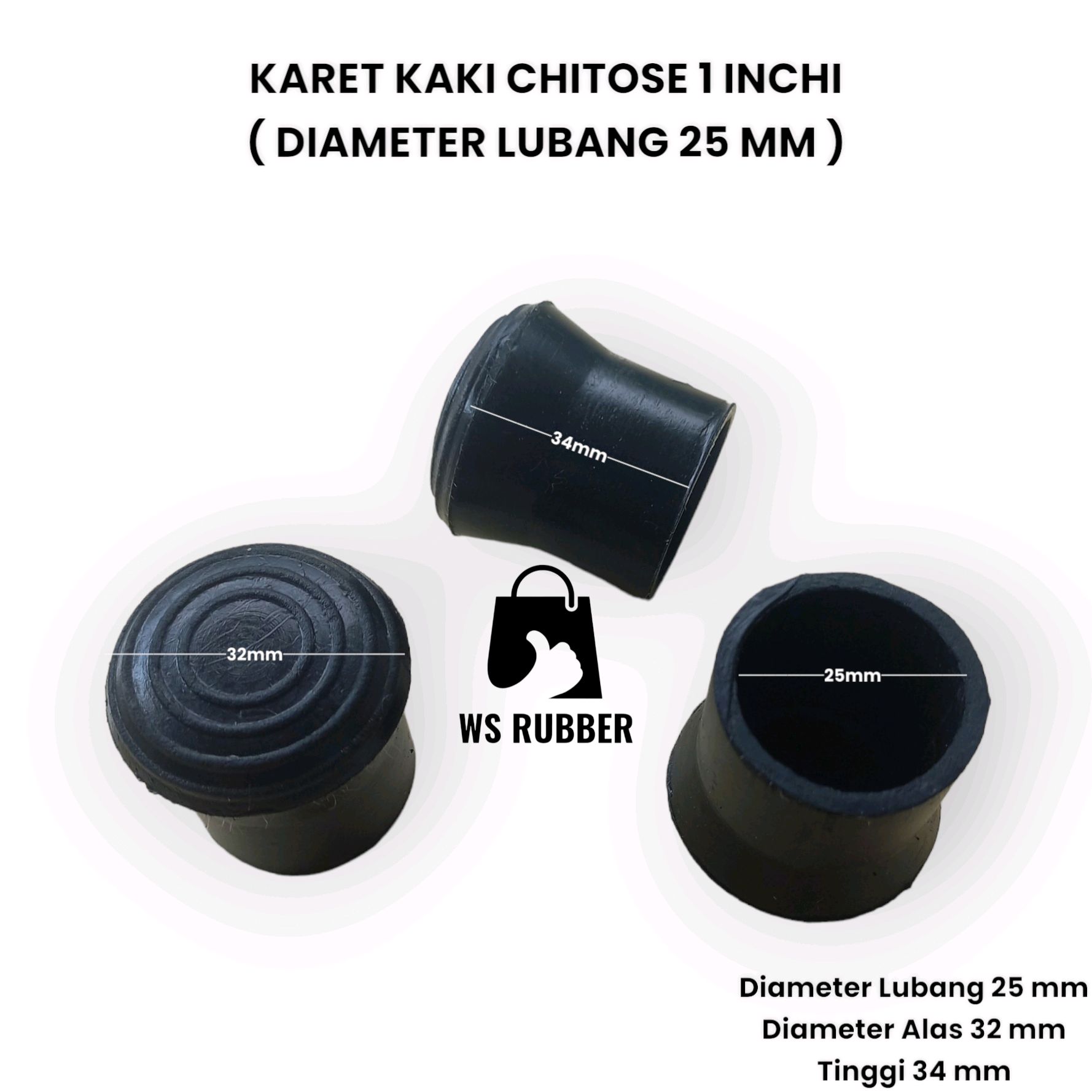 Jual Karet Kaki Chitos 1 Inchi Garis / Karet Tutup Kaki Meja Kursi Rak ...