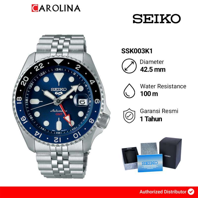 Jam Tangan Pria Seiko 5 Sports SSK003K1 SKX Sports Style GMT Blueberry Automatic Blue Dial Stainless Steel Strap Jakarta
