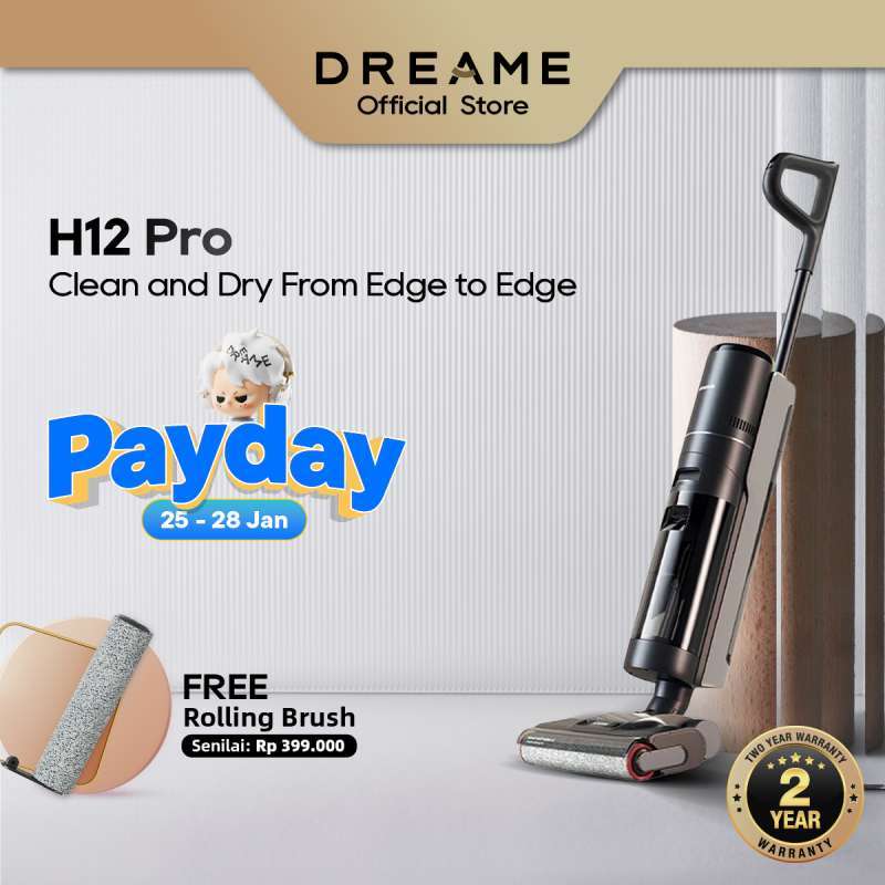 Dreame H12 Dual Wet and Dry Cordless Vacuum Cleaner, Hot-Air Drying