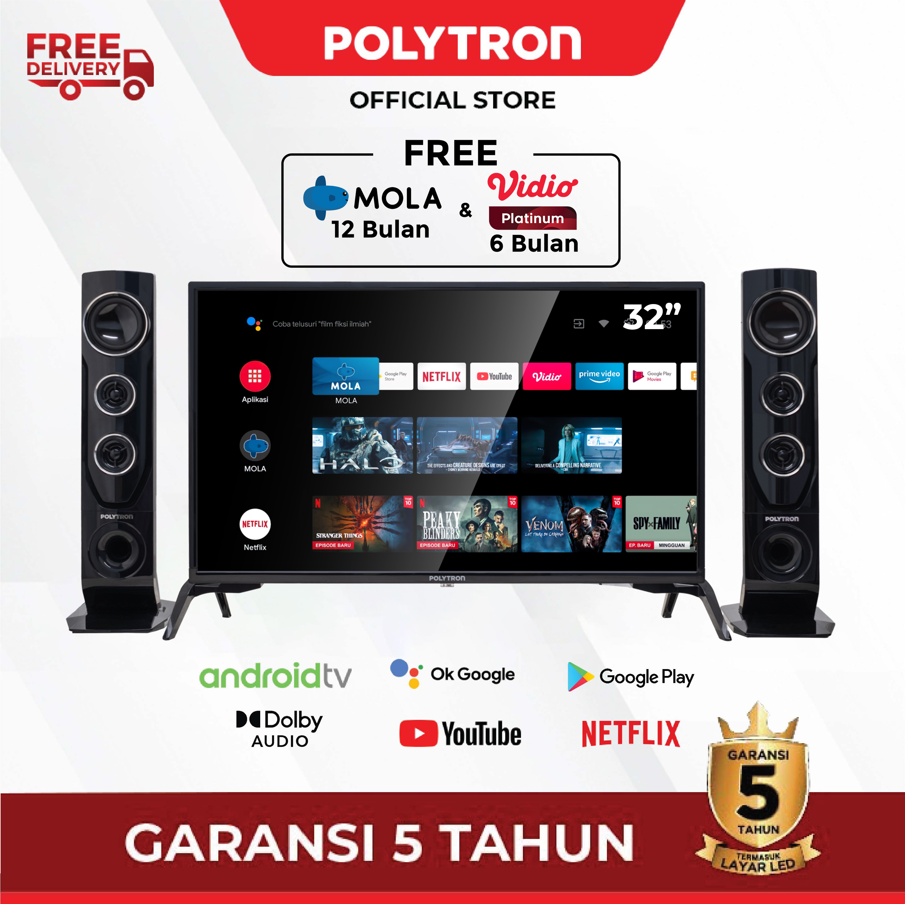 Jual Polytron Pld 32tag9855 Smart Android Tv Cinemax Speaker Tower [32