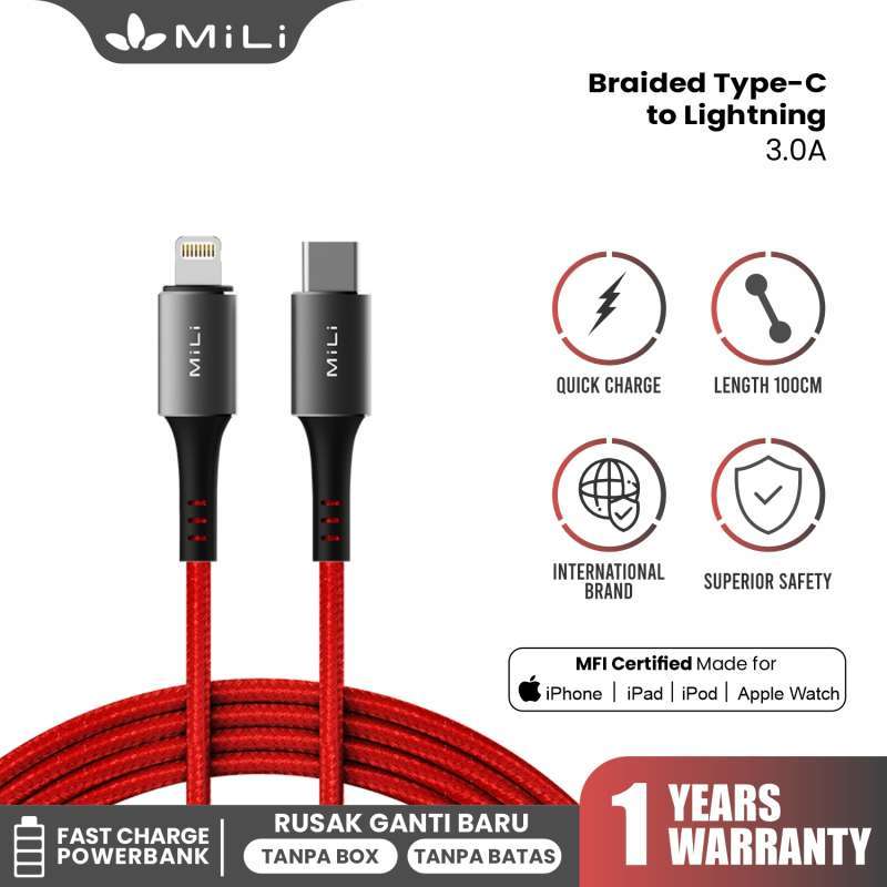 MiLi Type-C to Lightning Cable Fast Charging 100cm