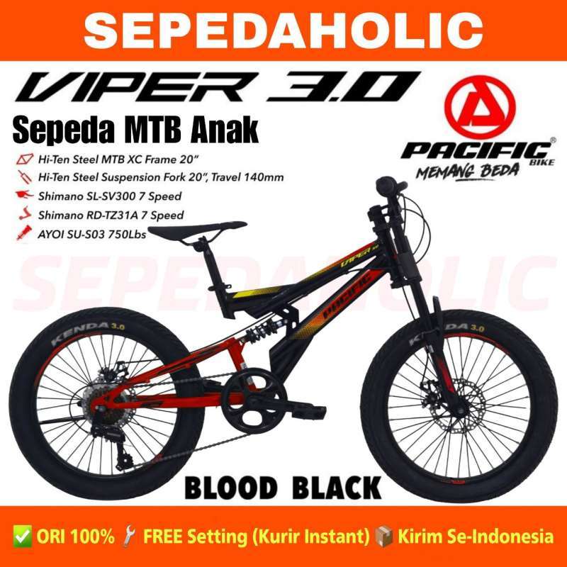Sepeda Gunung MTB PACIFIC VIPER 3.0 Ban Jumbo 3.0 Ukuran 20 Inch Suspensi Rem Cakram
