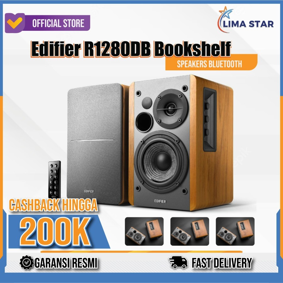 Promo Edifier R1280DB Powered Bluetooth Bookshelf Speakers Sound Brown
