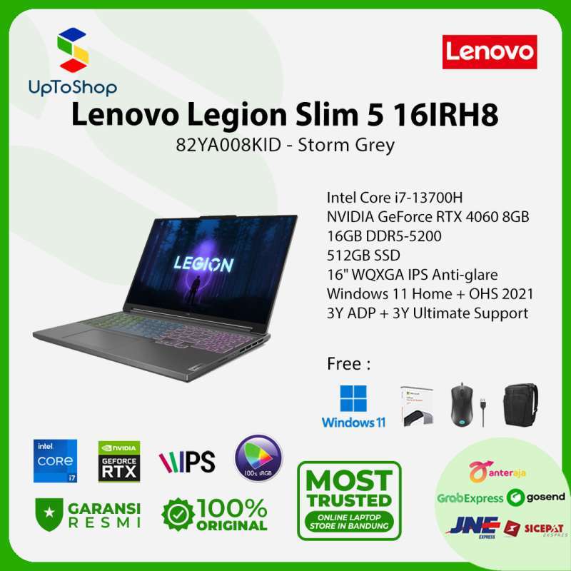 Promo Lenovo Legion Slim 5 16irh8 8kid Core I713700h 16gb 512gb Rtx4060 W11 Diskon 20 Di