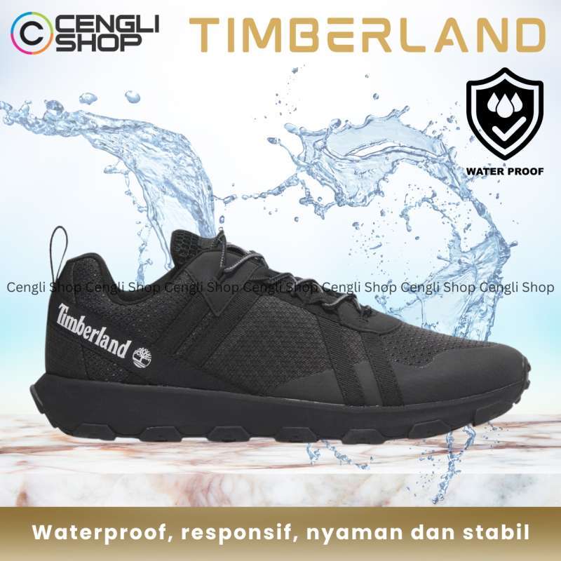 TM74 SEPATU SNEAKER TIMBERLAND PRIA ORIGINAL ORI SNEAKERS ALL FULL BLACK  HITAM POLOS