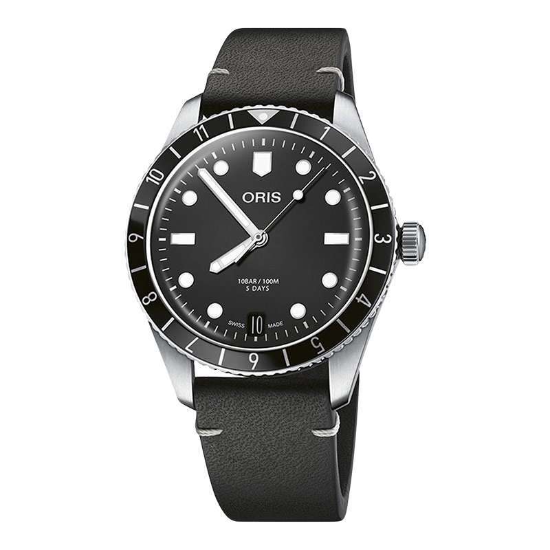 Jam Tangan Pria Oris Divers Sixty-Five 01-400-7772-4054-07-5-20-82 Men  Black Dial Black Leather Strap