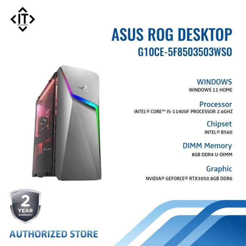 Jual ASUS ROG DESKTOP i511400F/RTX3050_8G/8G/512G G10CE5F8503503WSO di Seller IT