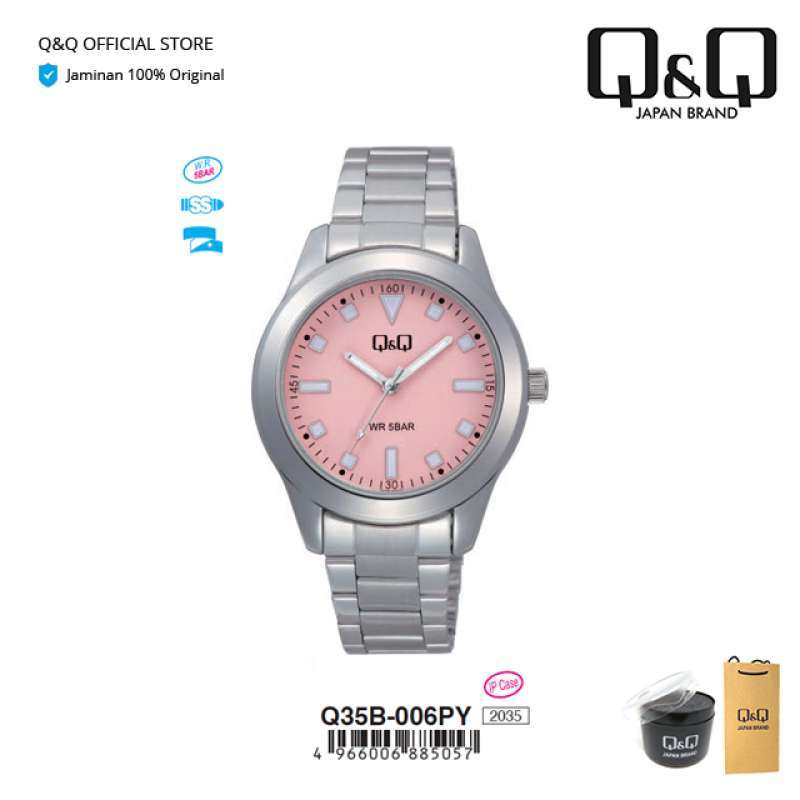 Q&Q QnQ QQ Original Jam Tangan Wanita Fashion Analog Rantai Stainless Steel  Q35 Q35B Water Resist BAR