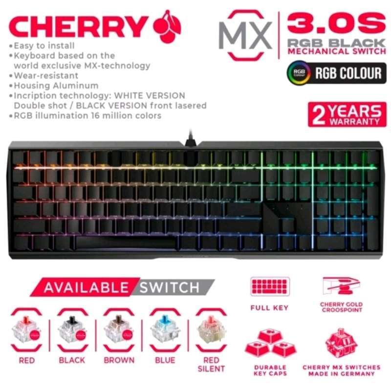 Jual Cherry Mx 3.0s Rgb Black Mechanical Gaming Keyboard Full Keys Mx3
