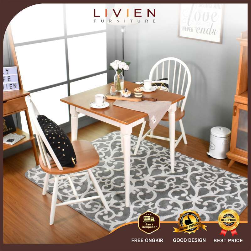 Promo Livien Meja Makan with 2 Kursi Dining Sets Diskon 53 di Seller