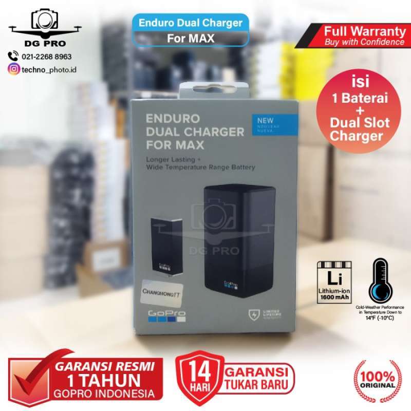GoPro Max Dual Battery Charger Battery for HERO Max Garansi TAM