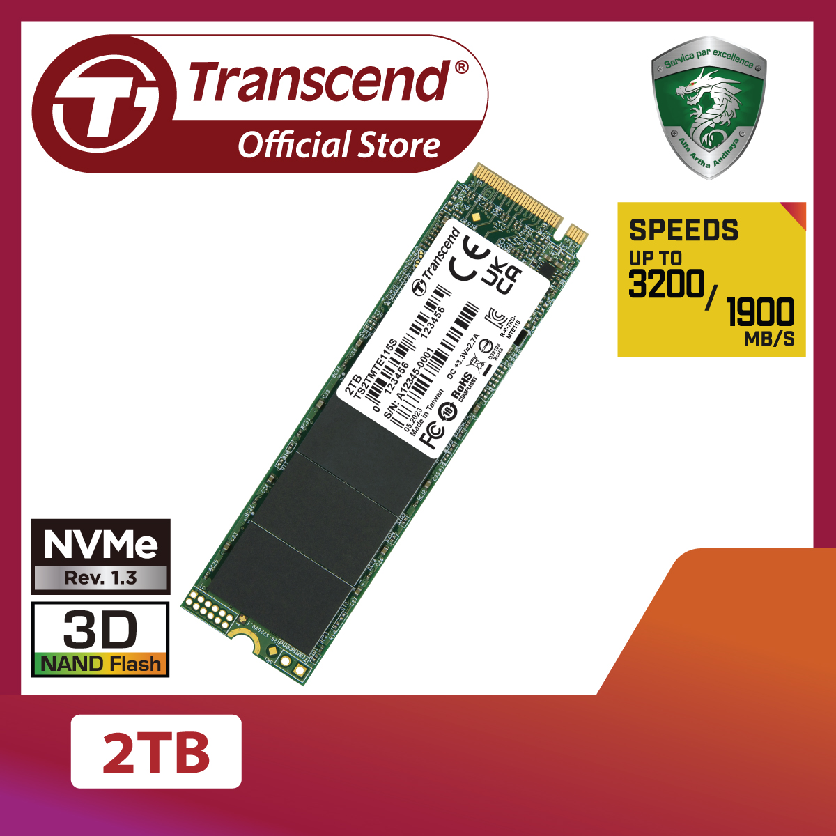 Jual Transcend SSD M.2 PCIe MTE115S NVME Gen3 x4 - 2TB di Seller ...