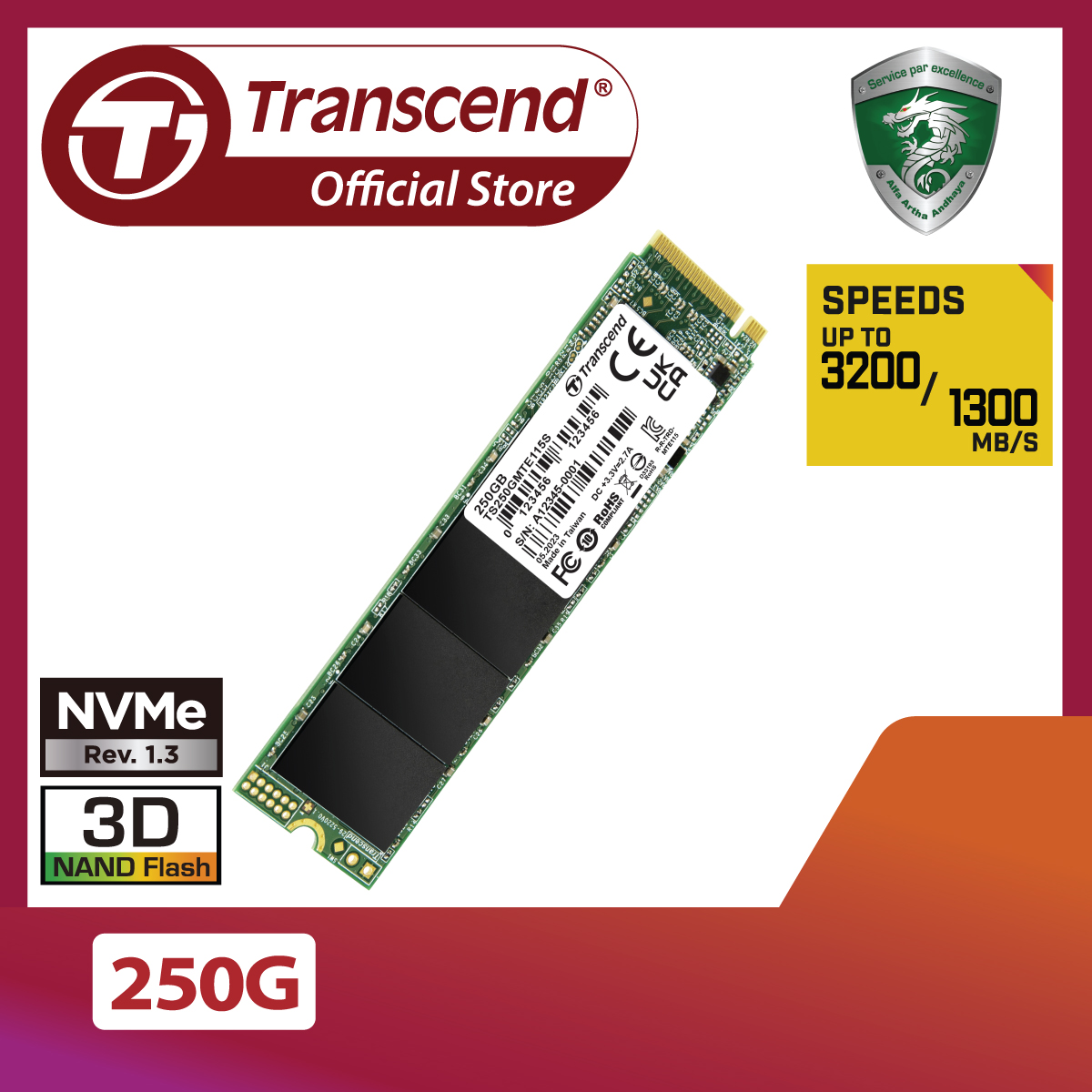 Jual Transcend SSD M.2 PCIe MTE115S NVME Gen3 x4 di Seller Transcend ...