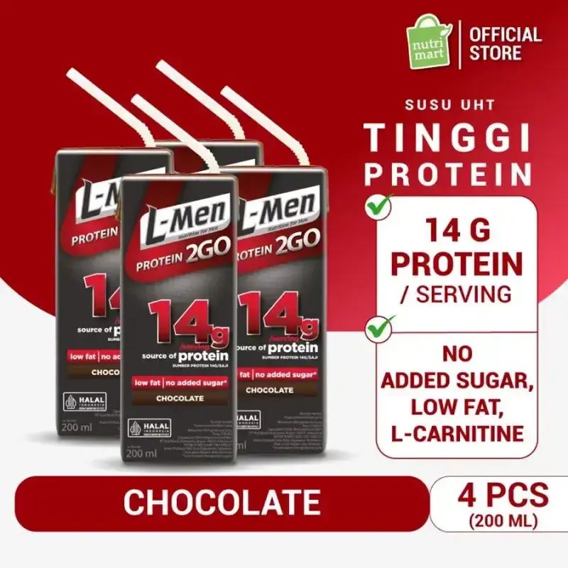 Protein 2 Go Promo L-men Uht Protein 2go Chocolate 200ml (4 Pcs) - 14g Whey Protein ...