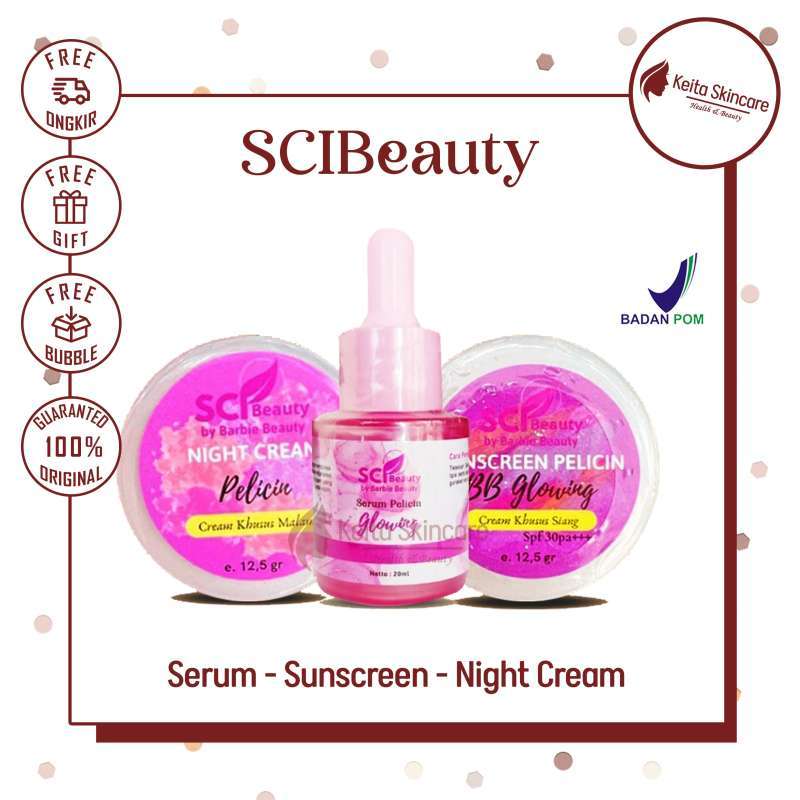 SCI Barbie Beauty Salep Pelicin Wajah Night Cream Krim Malam Barbie Beauty Sunscreen BB Glowing
