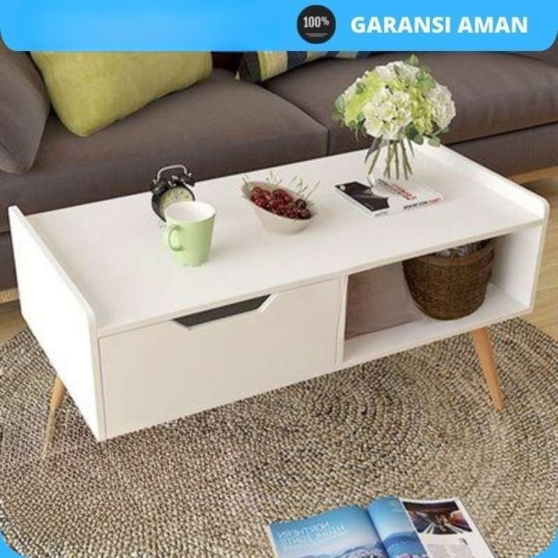 Jual Meja Ruang Tamu Minimalis Modern Meja Tamu Minimalis Putih Laci
