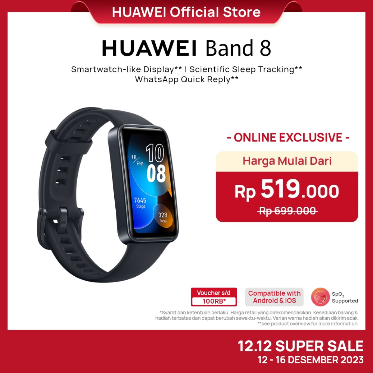 Jual HUAWEI Band 8 Smartband Smartwatch like Display