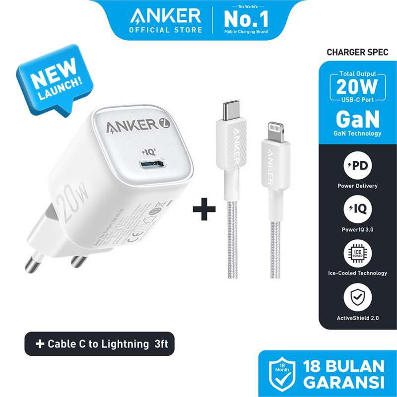 Promo Anker Wall Charger Gan Adaptor Kabel For iPhone 17 16 15 14