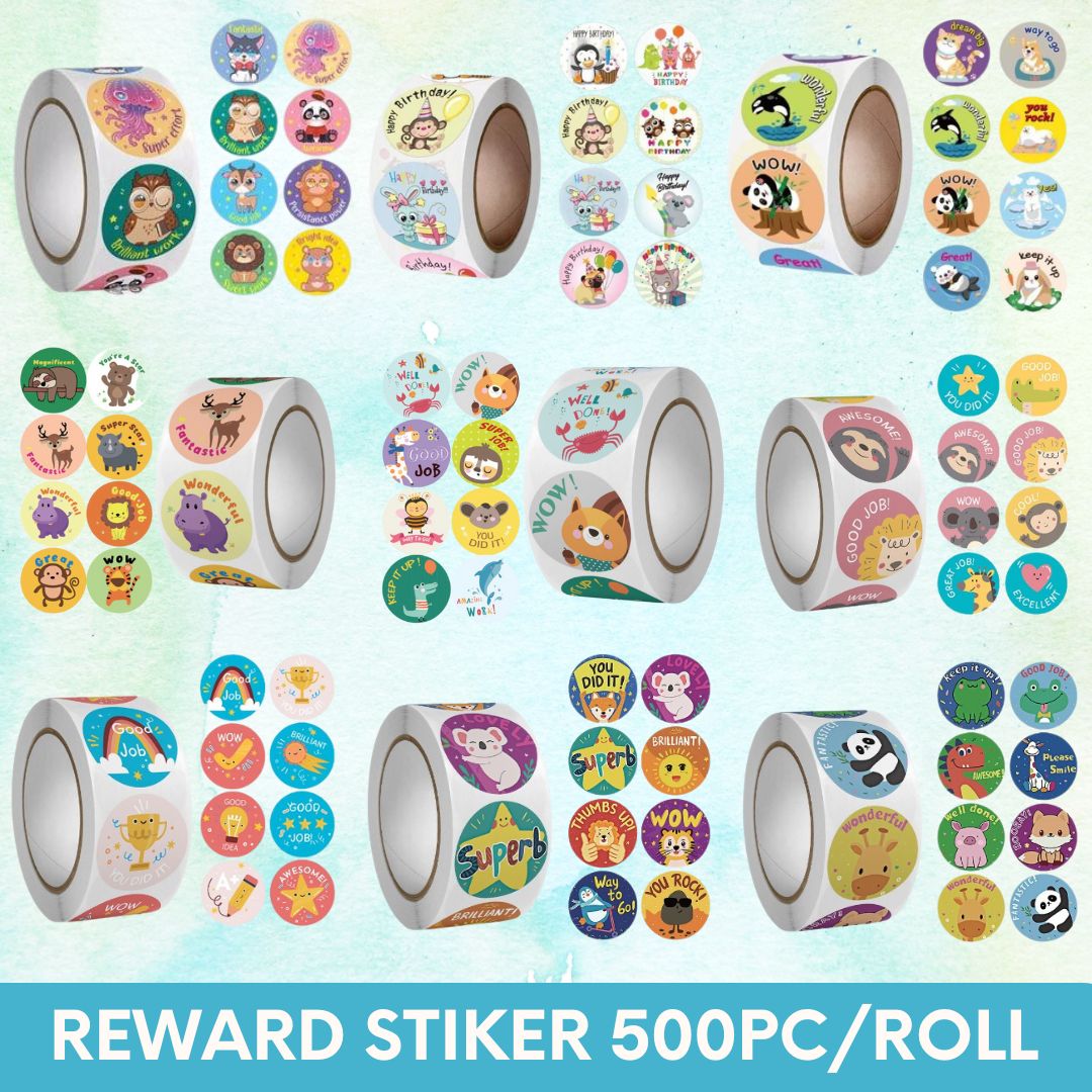 Jual Stiker Reward Isi 500 Pcs Roll Bulat Anak Ucapan Motivasi Animal