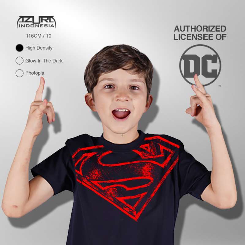 Promo kaos azura dc comics original superman comic logo grunge anak