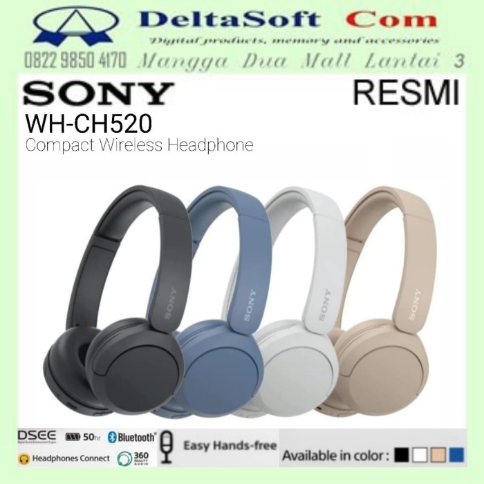 Jual Sony WH-CH520 Headset Bluetooth Wireless Headphones WH CH520 di ...