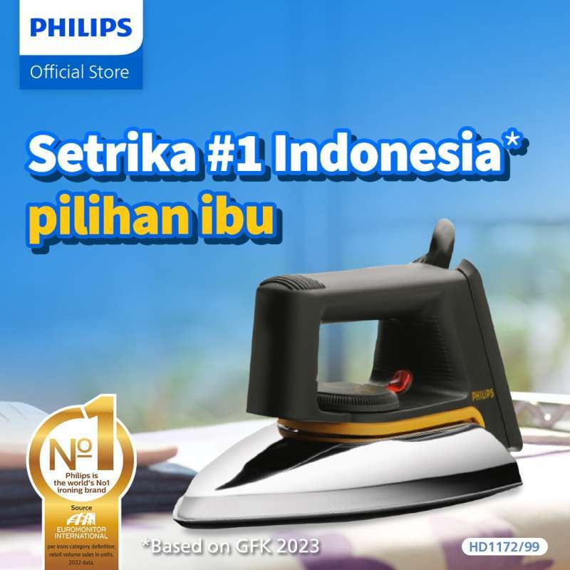 Philips Setrika Kering Classic HD1172/99 - Hitam Tapak Anti Lengket