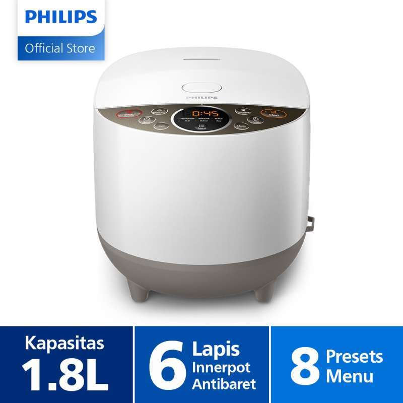 Promo Philips Digital Rice Cooker Hd4515/33 [1.8 L] 8 Menu Putih