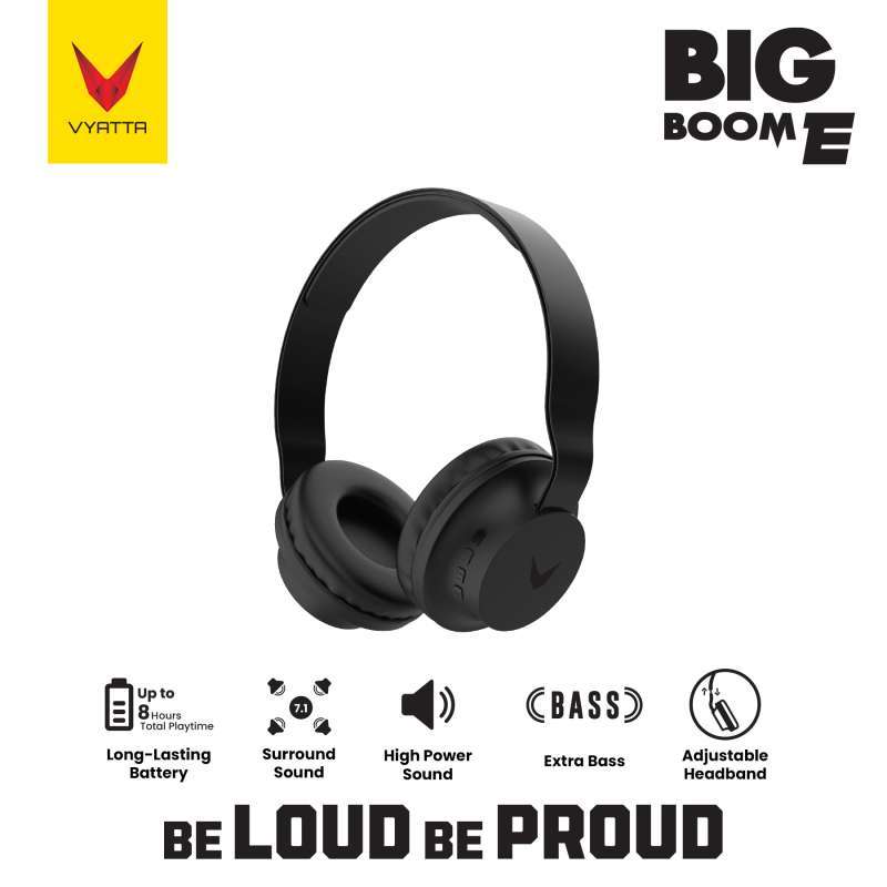 VYATTA BIG BOOM E BLUETOOTH HEADPHONE WIRELESS HEADSET EARPHONE SURROUND SOUND EXTRA BASS