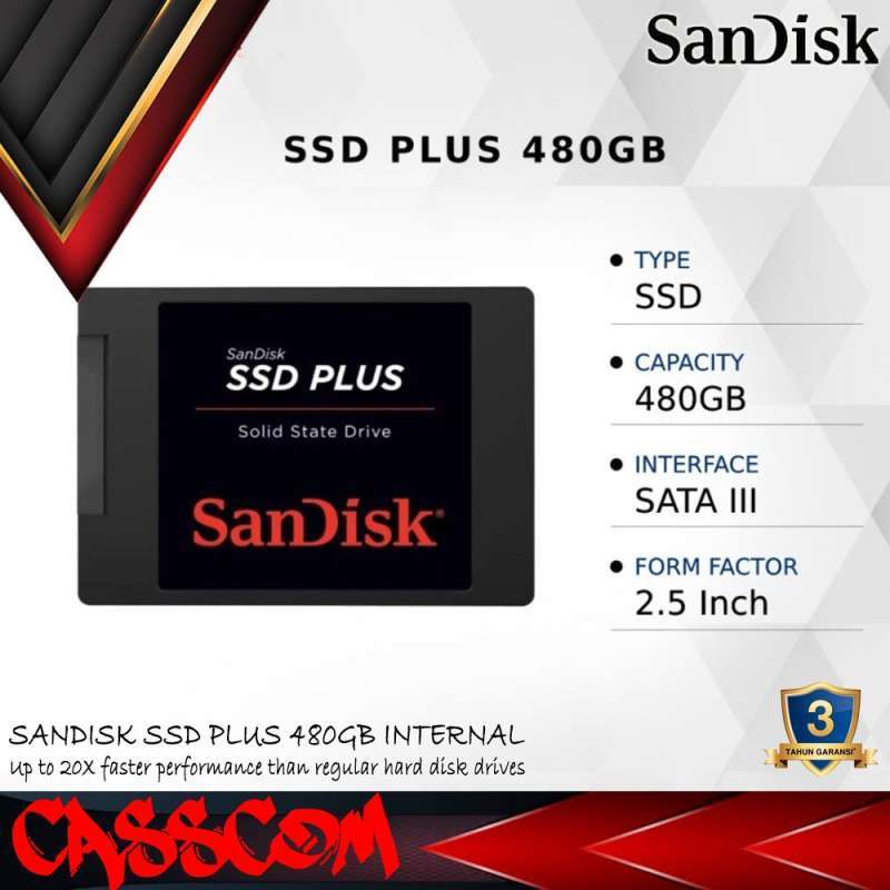 Jual Ssd Sandisk Plus 480gb Sdssda-480g-g26 Di Seller Casscom - Main Image