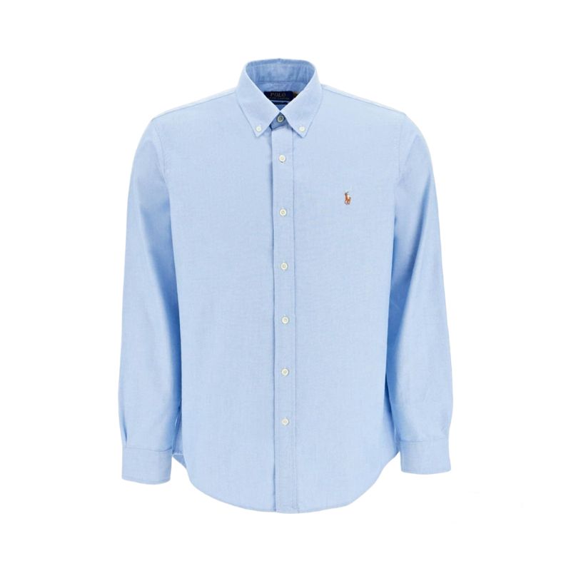 Jual Polo Ralph Lauren Logo Embroidered Striped Oxford Shirt Blue