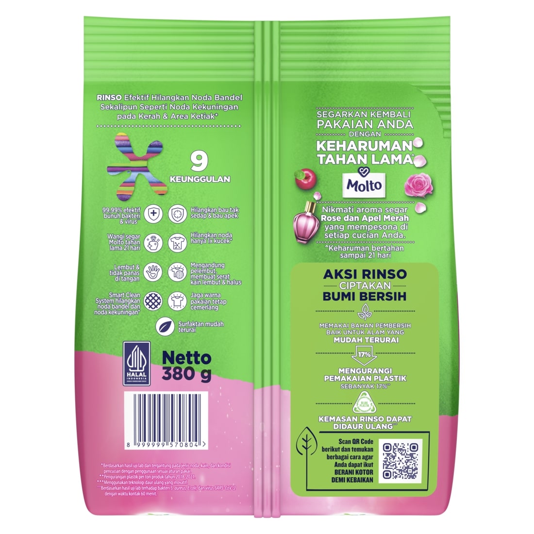 Promo Rinso Molto Pink Rose Fresh Deterjen Bubuk 380 Gr Diskon 32% Di ...