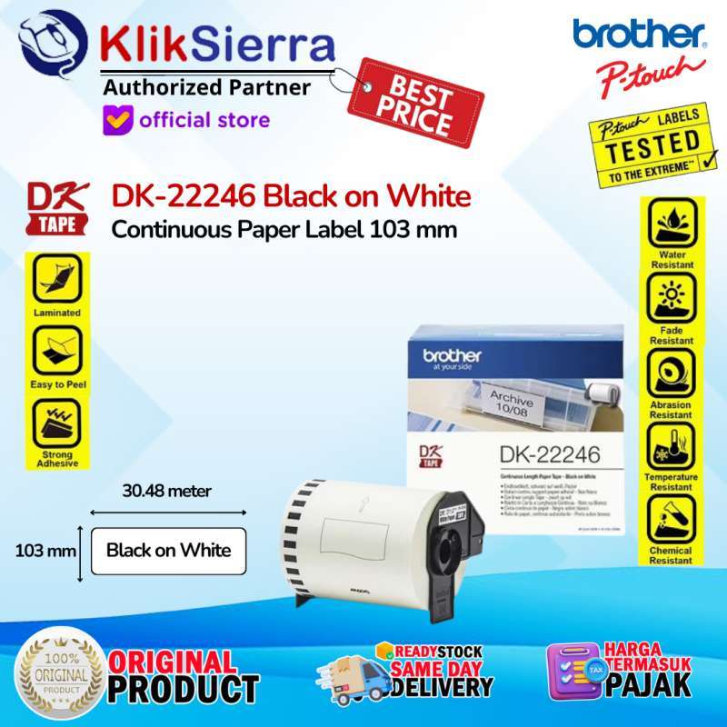 k Jual Brother Dk-22246 Continuous Label 103mm - Black On White