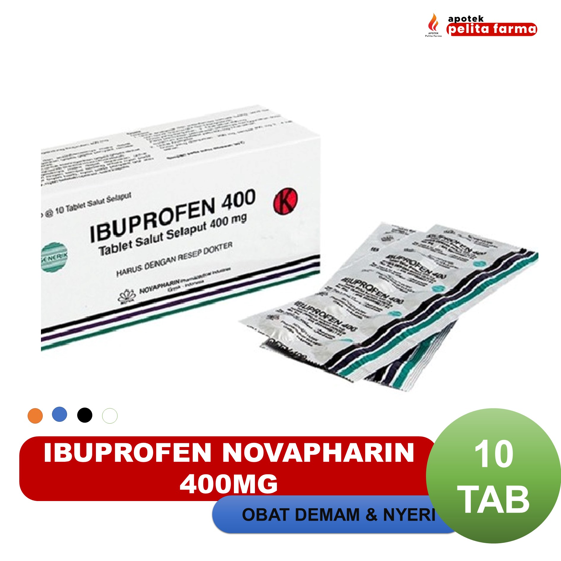 Jual IBUPROFEN NOVAPHARIN 400 MG 10 TABLET di Seller Apotek Pelita