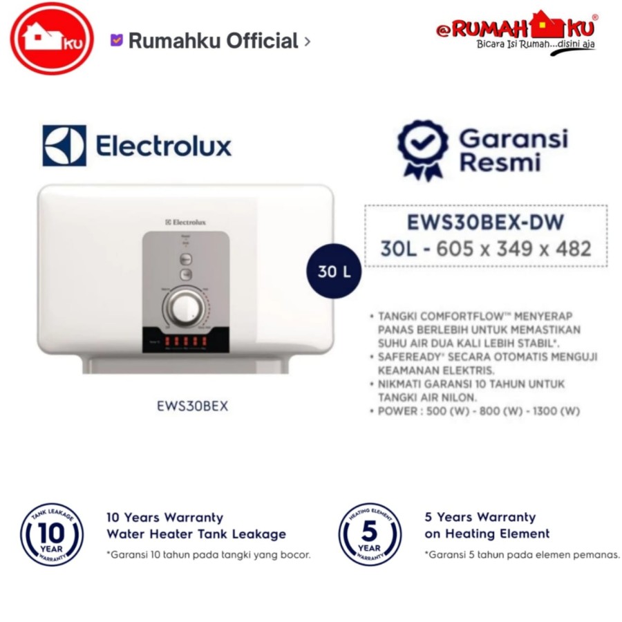 Jual WATER HEATER ELECTROLUX EWS30BEX - DW di Seller RUMAHKU Official Store  - RUMAHKU (BIG PRODUCT) | Blibli