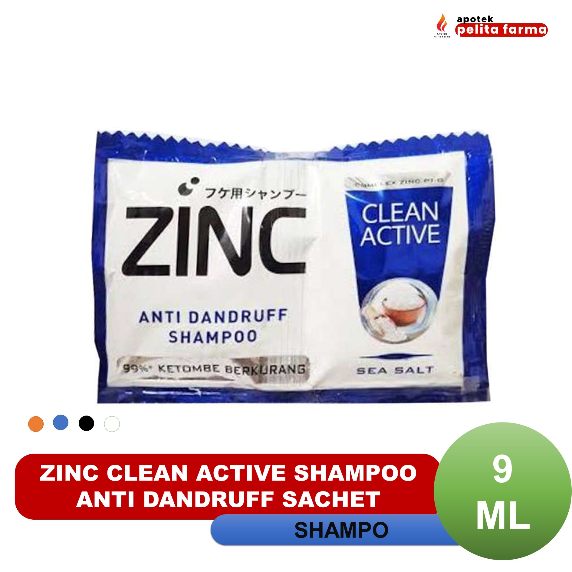 Jual ZINC CLEAN ACTIVE SHAMPOO ANTI DANDRUFF SACHET 9ML di Seller