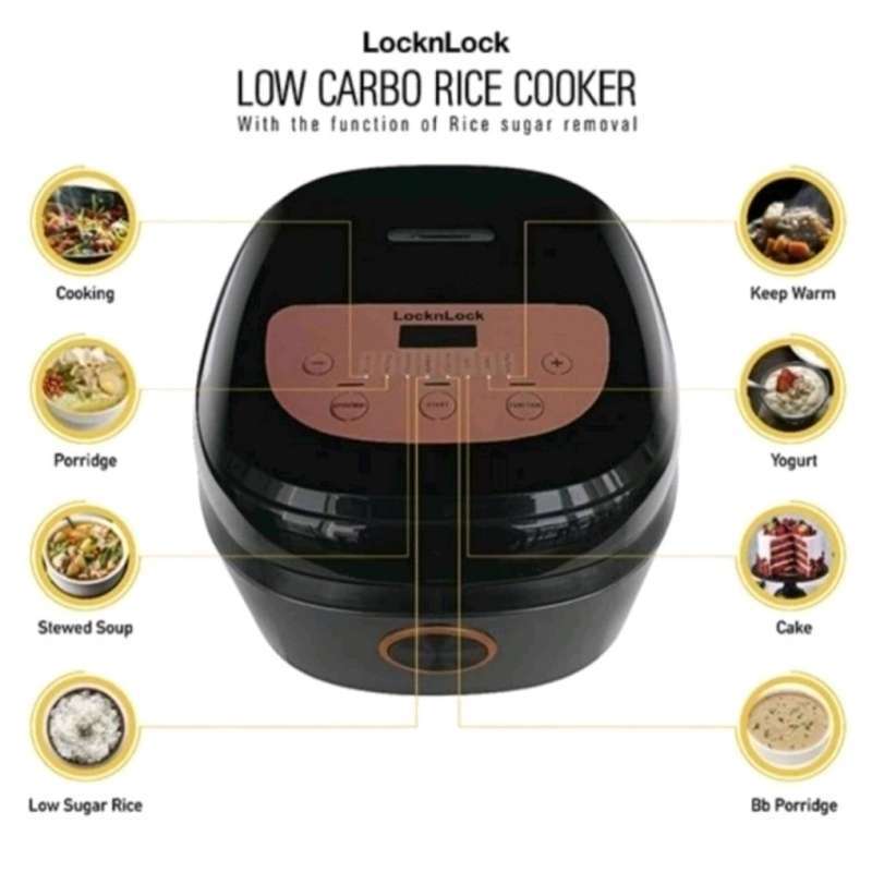 Jual LocknLock EJR328BLK Rice Cooker Digital Low Carbo 2 Liter di